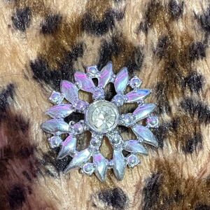 Silver Crystal Snowflake Brooch in Clear Pavé